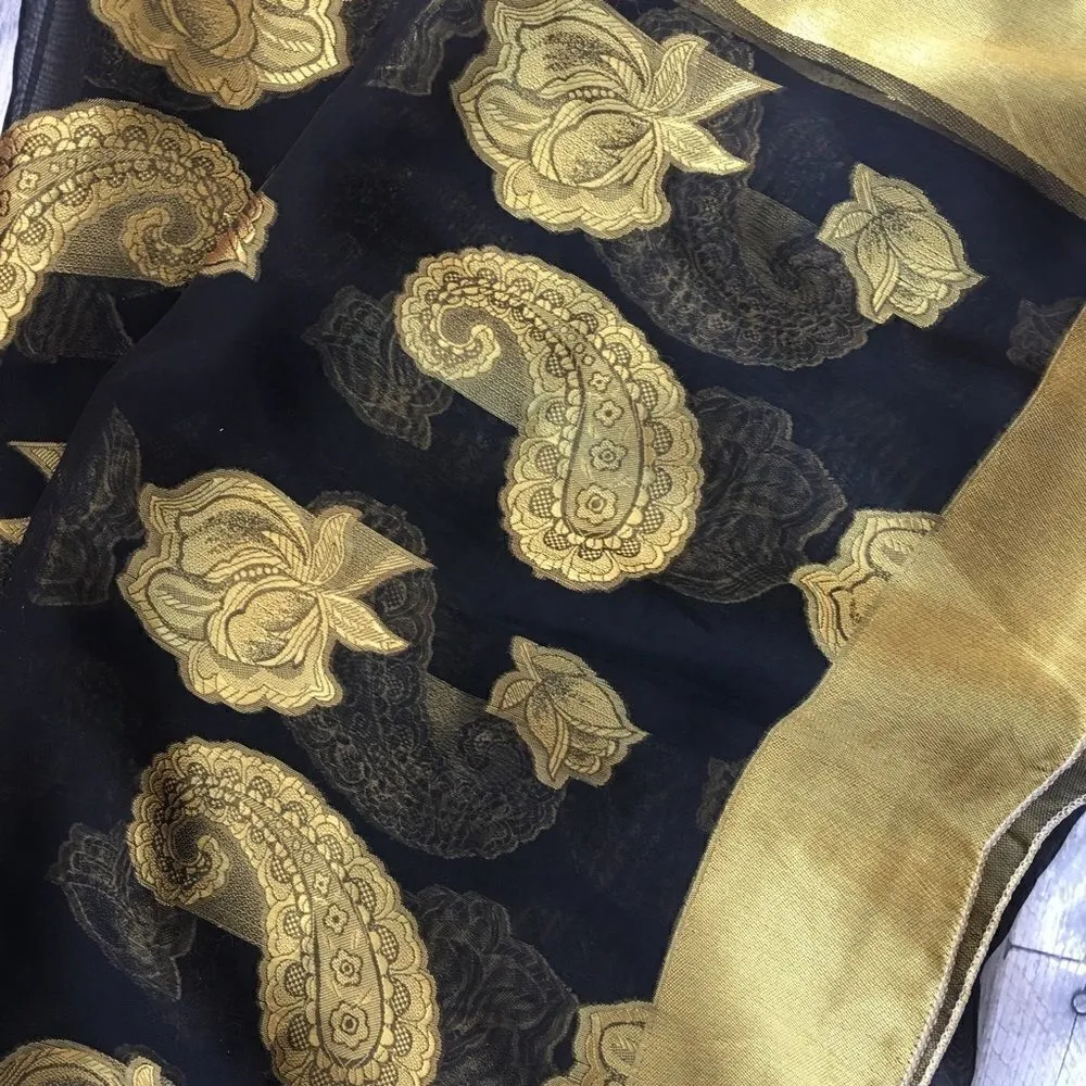 Florence Italy Gold and black silk scarf Black - Image 2