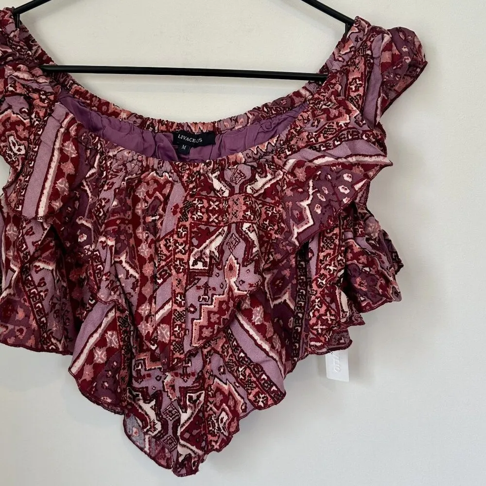NWT Olivaceous Handkerchief Print Crop Top - Size: Medium - Image 2