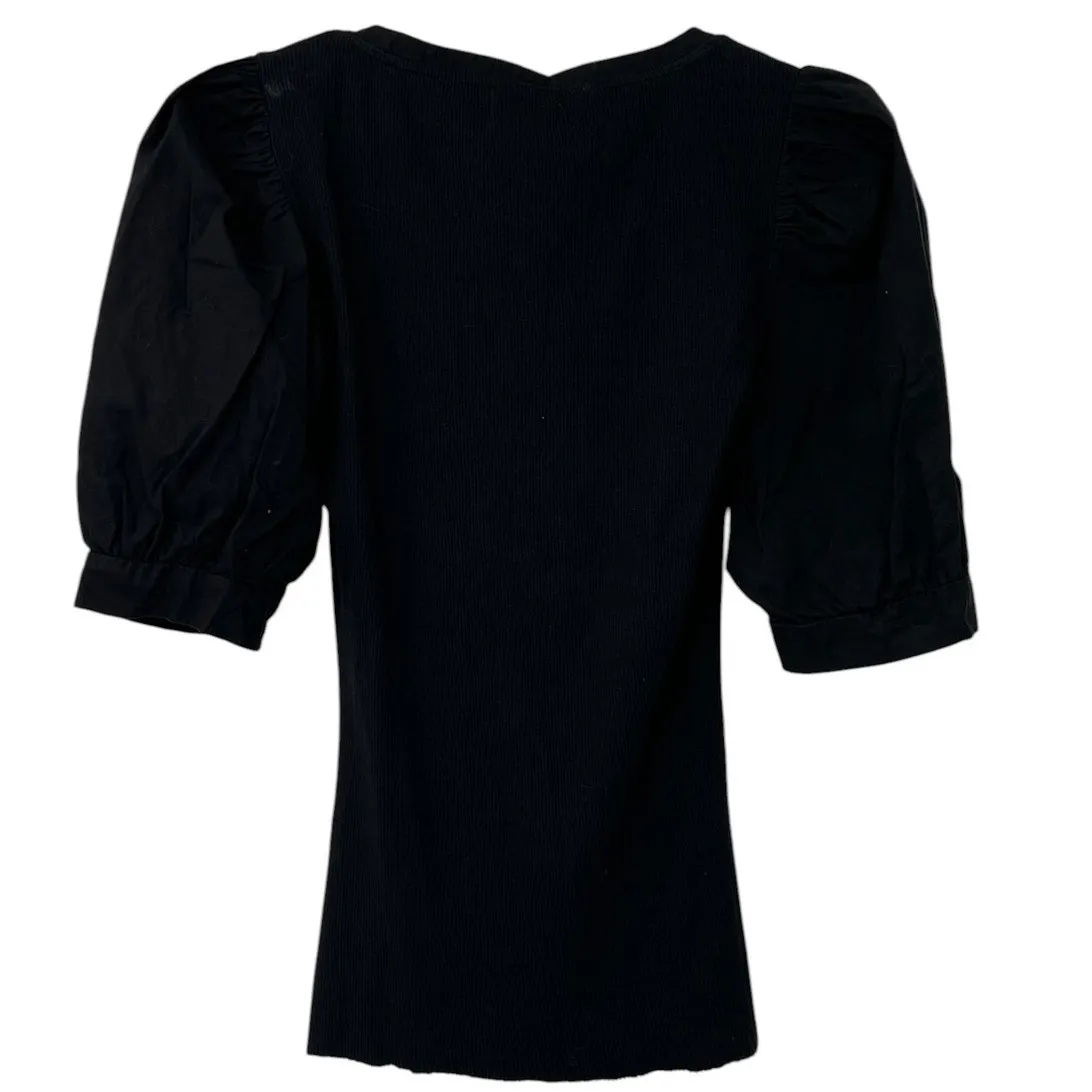 NATION LTD S celine tee T-shirt Puff Shoulder V-neck Top Ribbed Fitted womens - Image 3