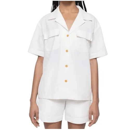 B6 MONTSERRAT New York White Short Sleeve Button Down Shirt Gold Button Size L Size L - Image 6