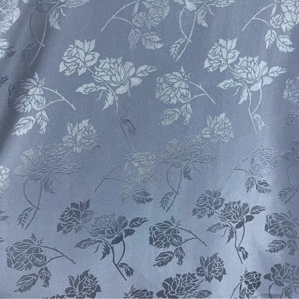 VINTAGE Ivy & Annabelle Large Satin Silky Collared Button Up Nightgown Pj Top Blue - Image 4