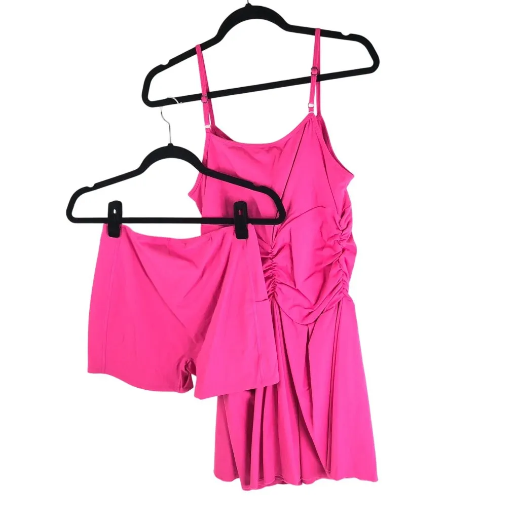 Halara Cloudful Adjustable Strap Ruched 2-Piece Mini Dress Shorts Pink M - Image 5