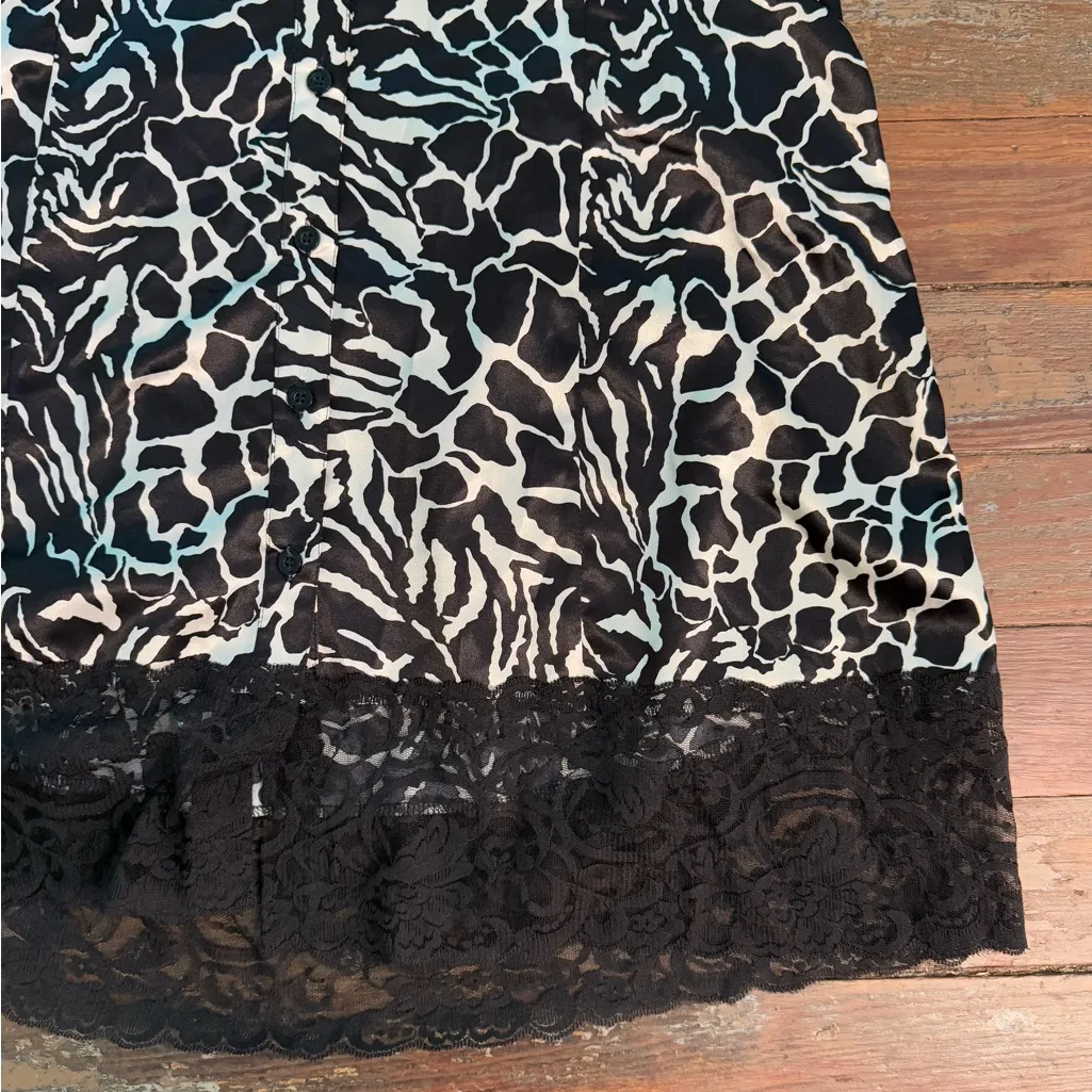 Bisou Bisou Animal Print Dress With Lace Collar and Trim ~ Size PXL 💚🍄 - Image 7