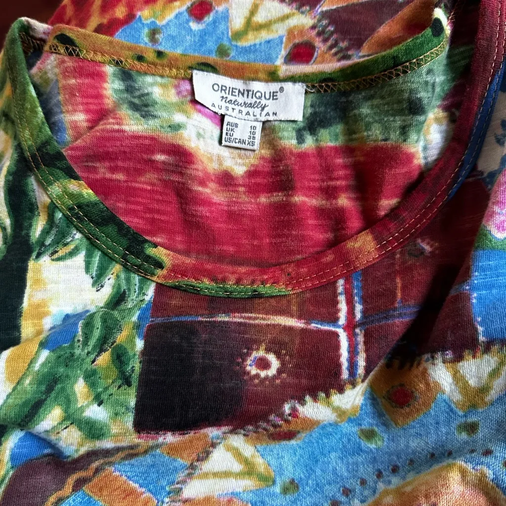 NEW Orientique Naturally Australia Colorful Dress Organic Cotton Oversized XS Orange - Image 4