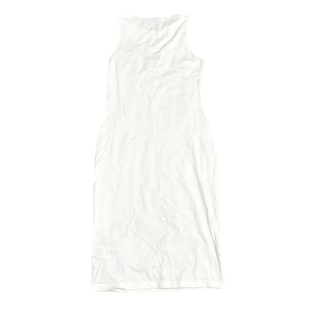 Women's High Neck Bodycon Midi Dress in Off-White, Size M​ - Image 2