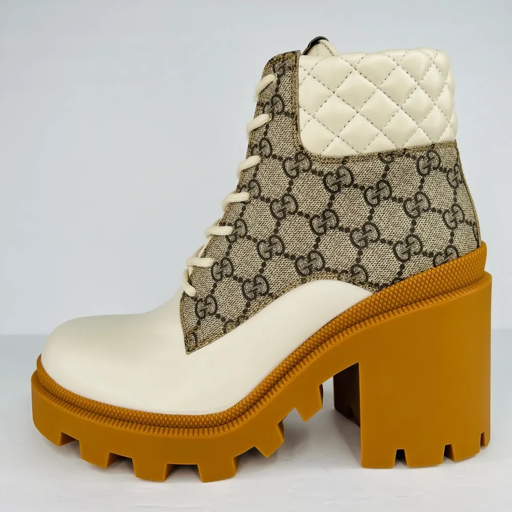 GUCCI Apollo GG Supreme Leather Kensington Supreme Platform Ankle Boots EU 40.5 - Image 8