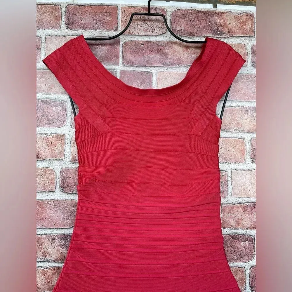 Hervé Léger Coral Bodycon Dress size XS - Image 3