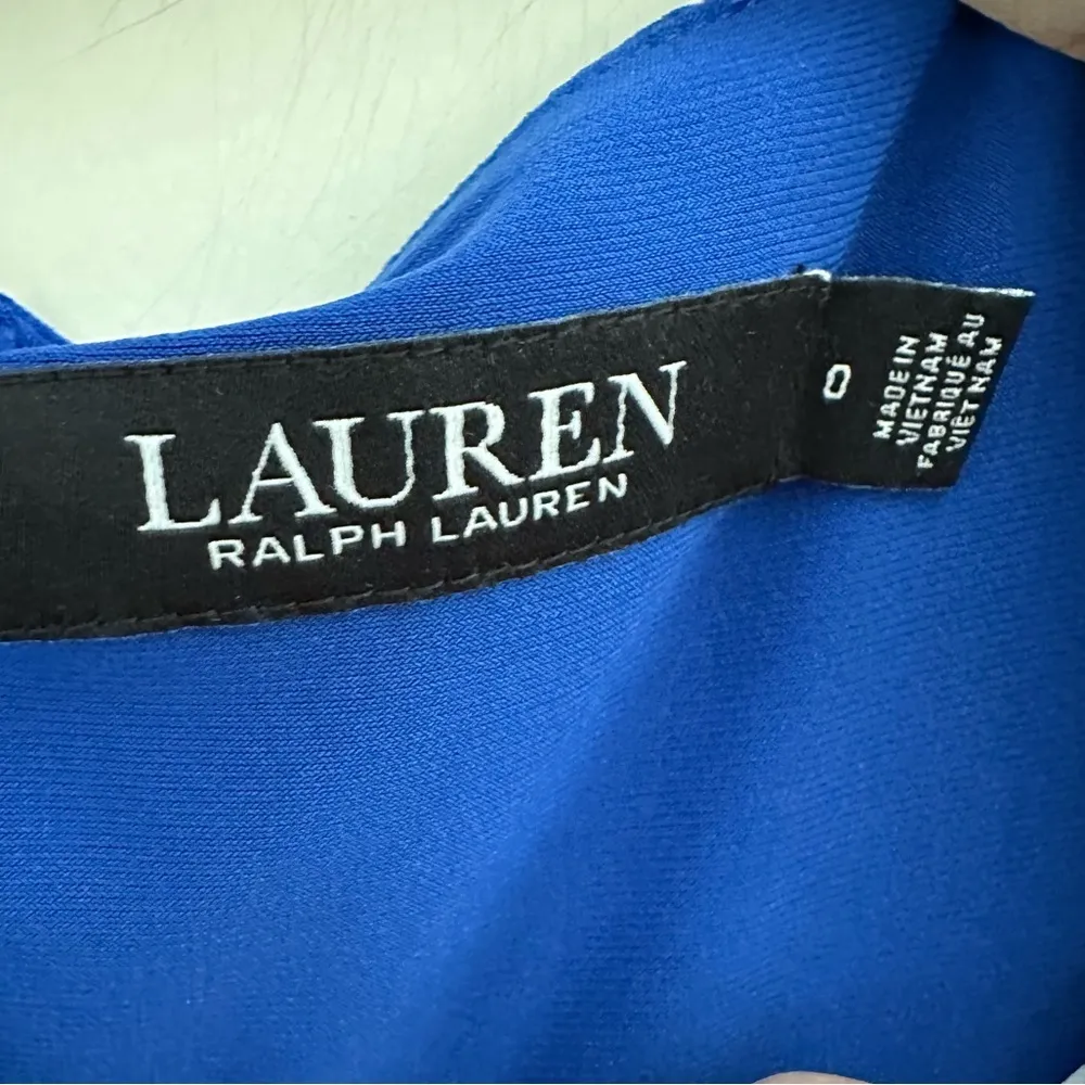 NEW RALPH LAUREN BLACK LABEL BLUE WHITE DRESS ROUND DRAPE NECK 3/4 SLEEVE DRESS - Image 7