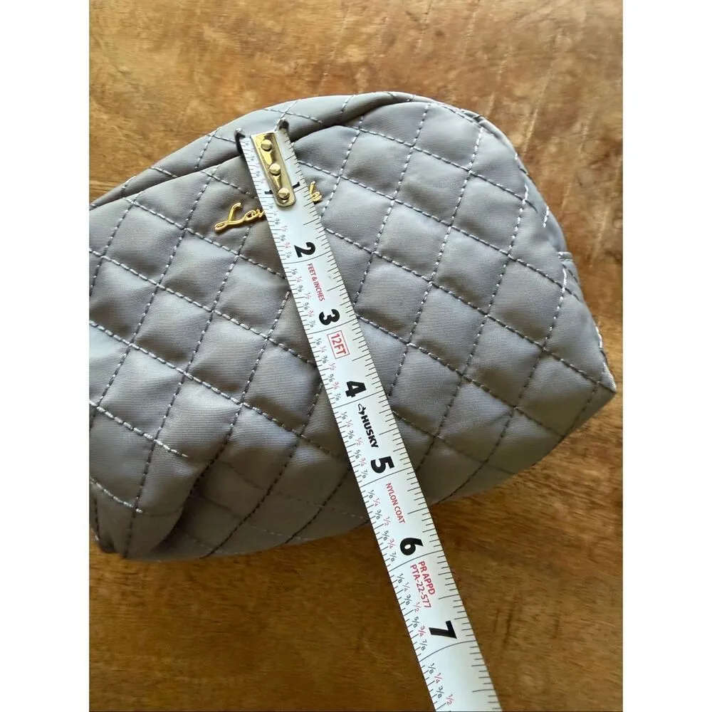 LOVEVOOK Quilted Cosmetic Makeup Bag Grey Nylon Travel Pouch Gold Hardware Gray - Image 7