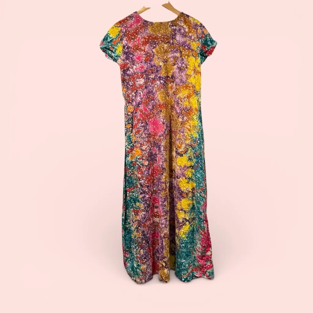 Cute festival goddess floral tie dye celestial front hook maxi dress handmade - Image 4
