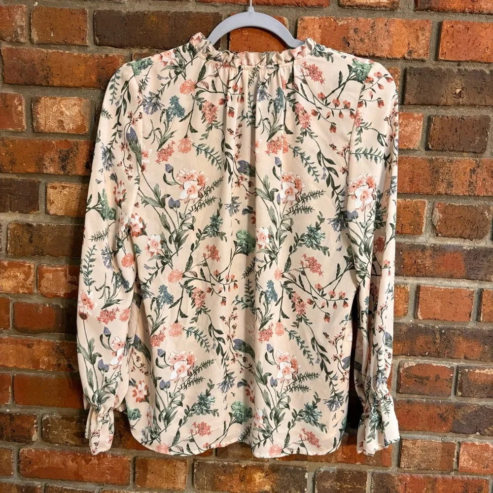 Violet + Claire womens floral balloon sleeves peasant top pink small - Image 5