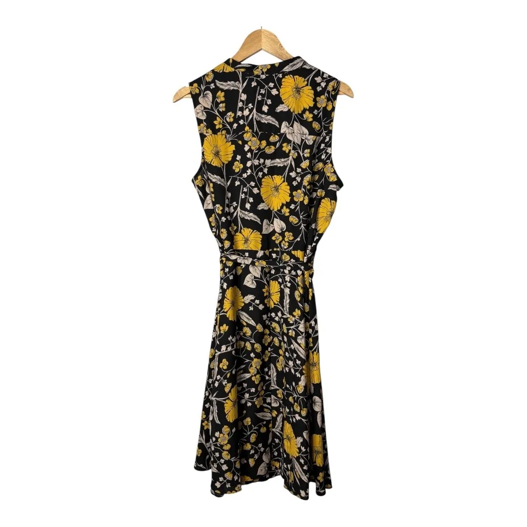 Nanette Lepore Floral Print Dress Sleeveless Midi‎ Casual Black Yellow Size 14W - Image 4