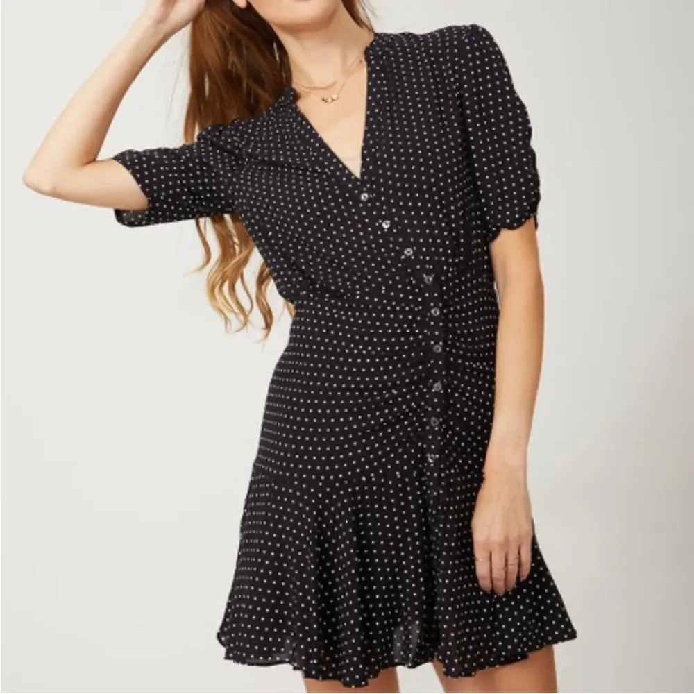 Free People Pippa Short Sleeve Ruched Polkadots Dress Size XS - Image 16