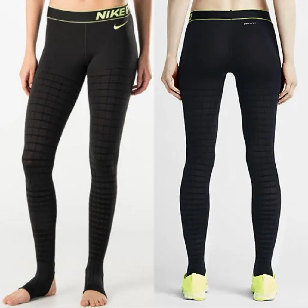 NWT Nike Dri-Fit Pro Recovery Hypertight Running Tights in Black Neon Green S - Image 2