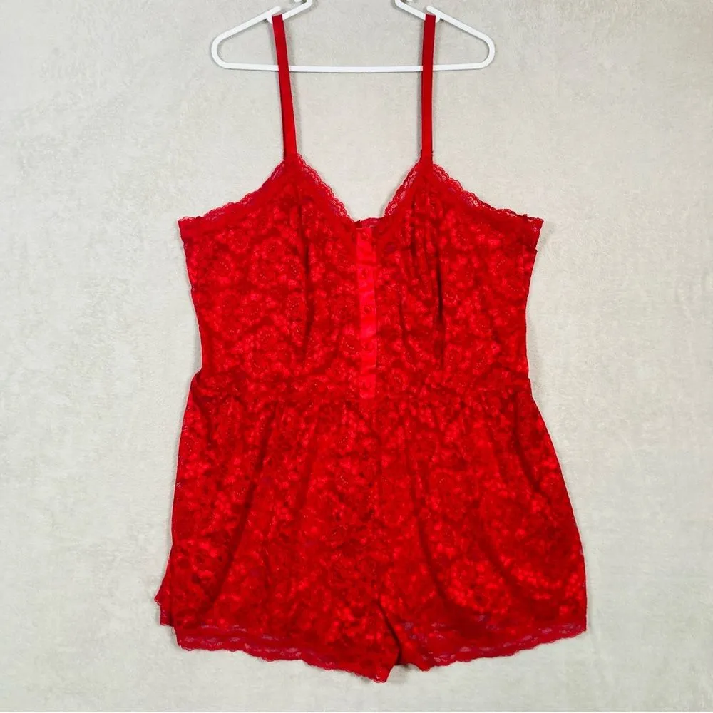 Torrid Simply All Over Lace Romper Sexy Womens Plus Size 2‎ 2X Jester Red NEW - Image 4