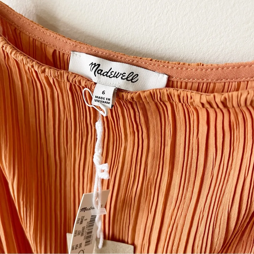 Madewell The Goldie Dress in Plissé Sunset Haze 6 NWT - Image 6