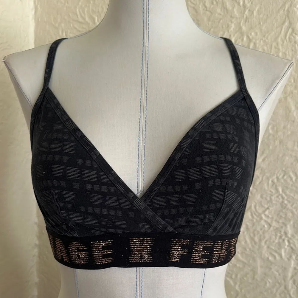 Savage x Fenty Rhianna Forever Savage Unlined Bralette Logo Pattern Large Black - Image 4