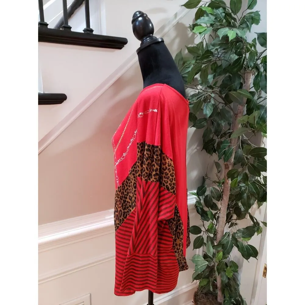 Apple Bottoms Women's Red Polyester Round Neck Long Sleeve Top Blouse Size 2X - Image 8