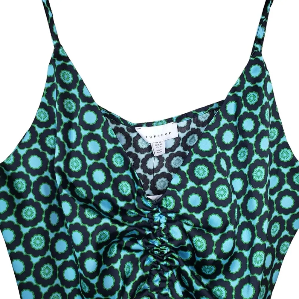 Topshop Womens 10 Floral Tile Print Ruched Camisole NEW - Image 5