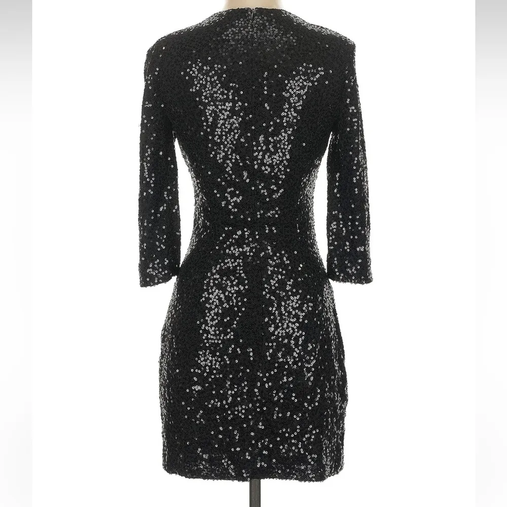 Vintage Cache Black Sequin Formal Dress Mock Neck Cocktail Holiday Y2K Size XS - Image 5