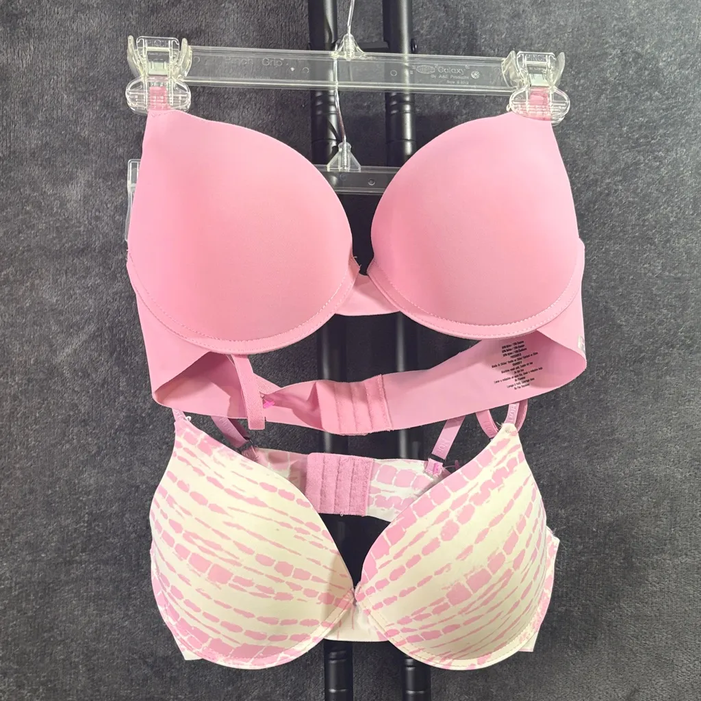 Hurley  Pink and White Women's Bra Set Sz 38C - Image 2