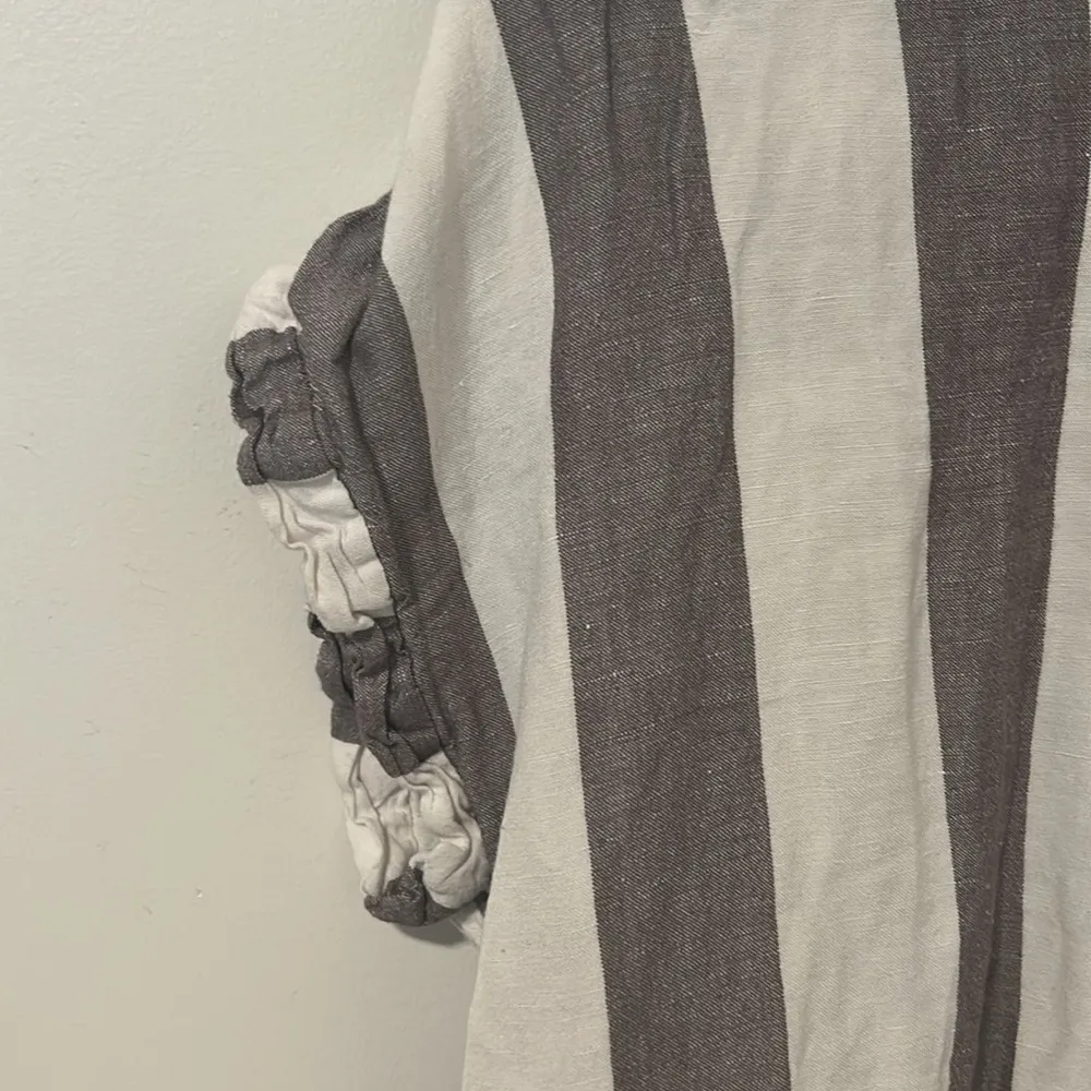 Madewell 55% Linen Striped Button Down Beachy Boho Tunic Shirt Size Medium - Image 3