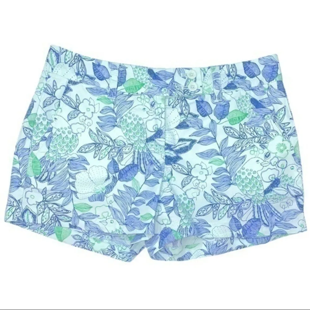 Vineyard Vines Size 00 Cordia Green Navy Floral Printed Dayboat Shorts - Image 4