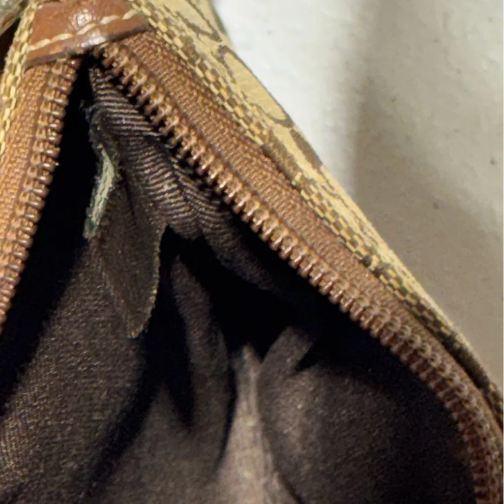 Coach Small Tan and Brown Signature Wristlet Zip Pouch/Wallet - Image 3