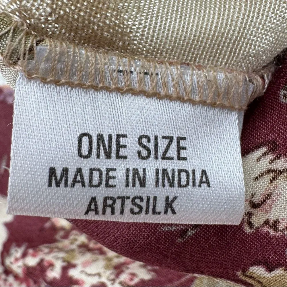 Vintage Sterling‎ Styles Floral Silk Kimono Topper Jacket Gold Burgundy One Size Size undefined - Image 10