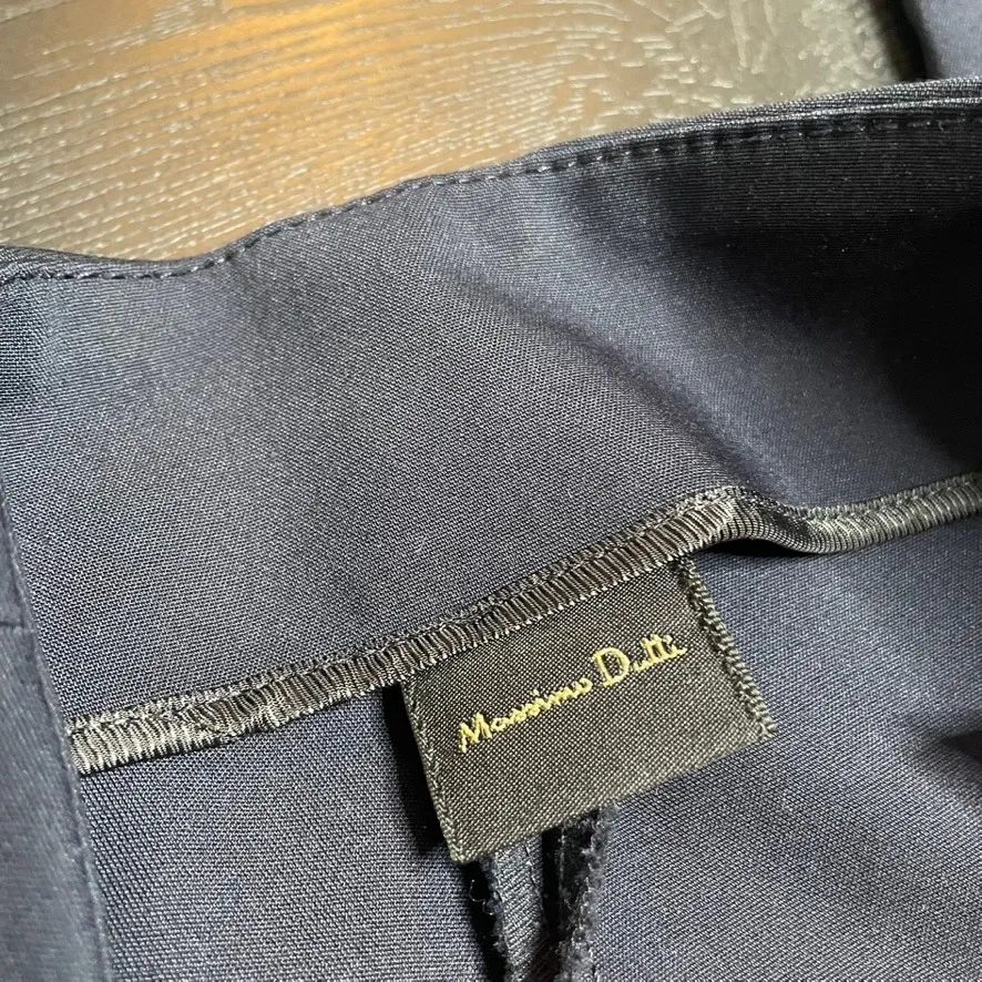 Massimo Dutti Navy Blue High Waist Pleated Trousers Size 4 - Image 2