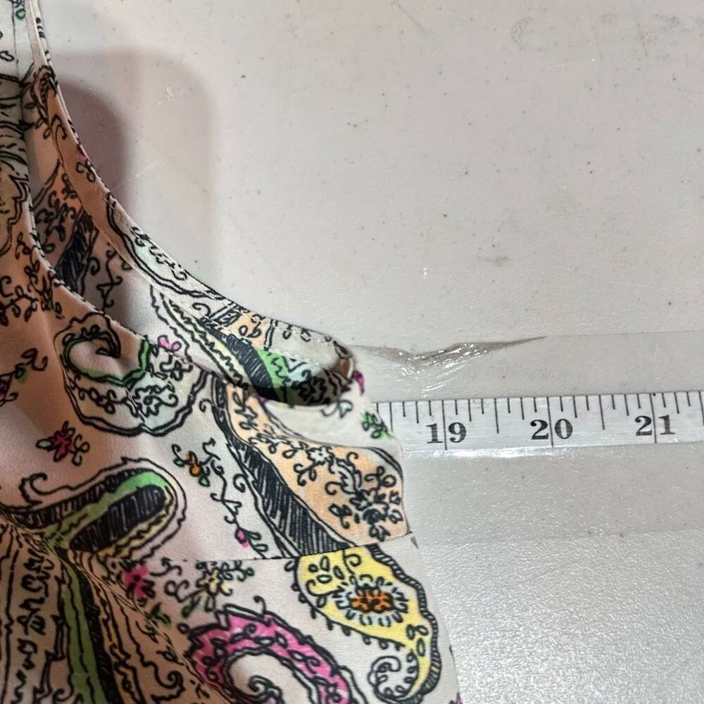 Daniel Rainn Women Sleeveless Paisley Floral Colorful Chiffon Blouse Medium Whit - Image 6