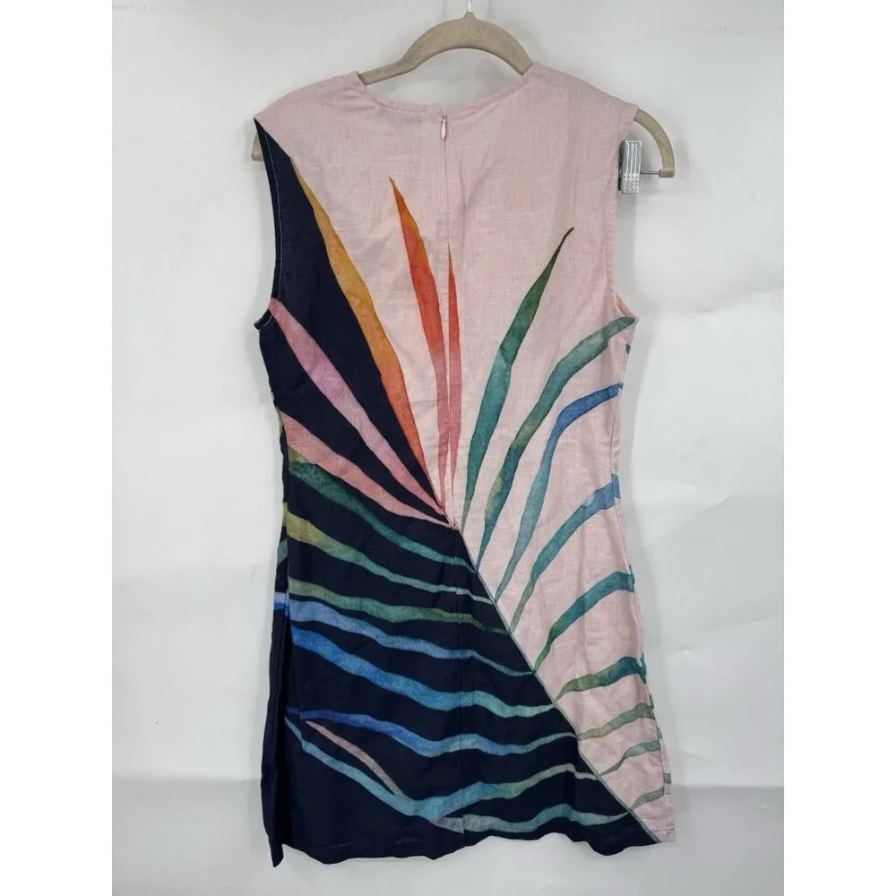 Conditions Apply Anthropologie Dress Women XS Pink Palm Frond Linen Blend NEW - Image 3