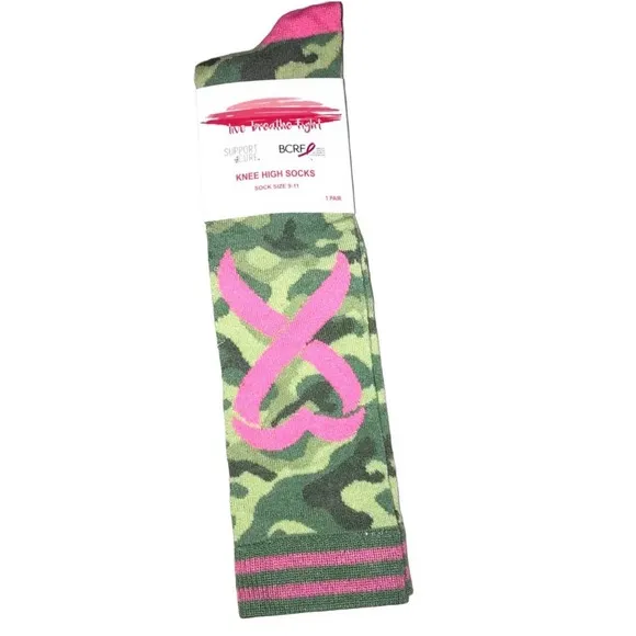 BREAST CANCER AWARENESS KNEE HIGH CAMO SOCKS SZ 9 - Image 13