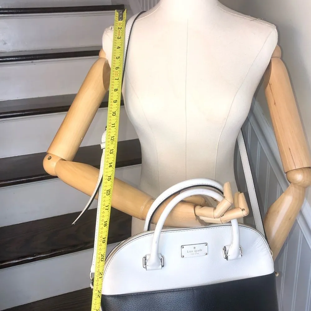 KATE SPADE White Black Leather Dome Shaped Top Handle Crossbody Satchel - Image 9