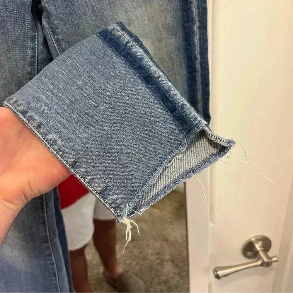 Mother The Stunner Zip Ankle Step Fray in Light Kitty Racer Blue Size 24 - Image 7