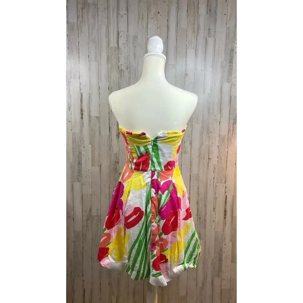 Lilly Pulitzer Women's Size 4 Pink Floral Strapless Fit & Flare Dress w/ Pockets - Image 6
