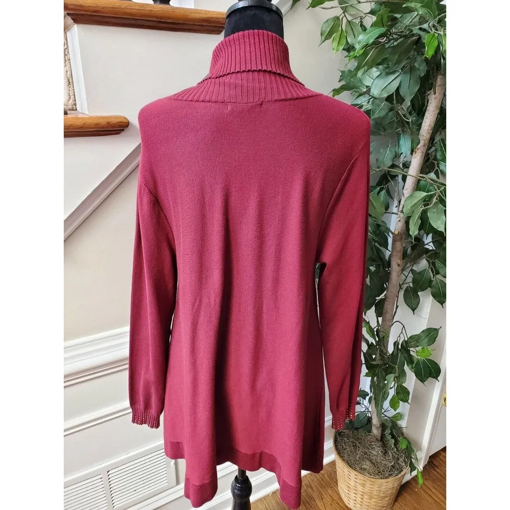 Alfani Women Solid Pink Rayon Long Sleeve Turtle Neck Casual Sweater Size Medium - Image 8