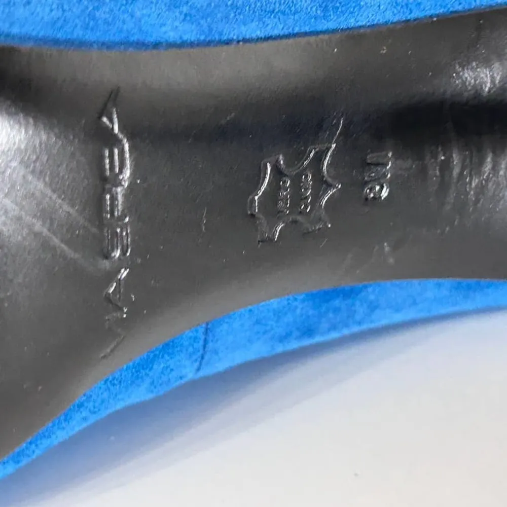 Via Spiga Estrella Cerulean Blue Suede Pumps Slight Cone Heel Size 8 - Image 8