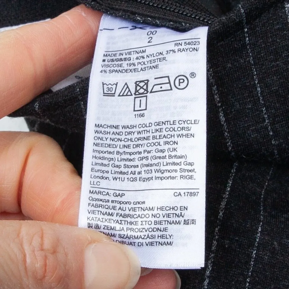 Gap Womens Ponte Crop Flare Pinstripe Pants Size 00 Black Career Professional - Image 7