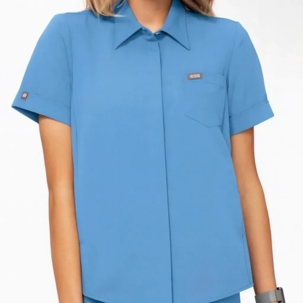 Figs Ceil Blue Pilar Button-Up Scrub Top - Image 2