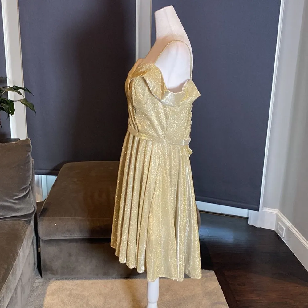 Women’s Off the Shoulder Short Gold Dress Corset Back Party Prom Size 12 NWOT - Image 3