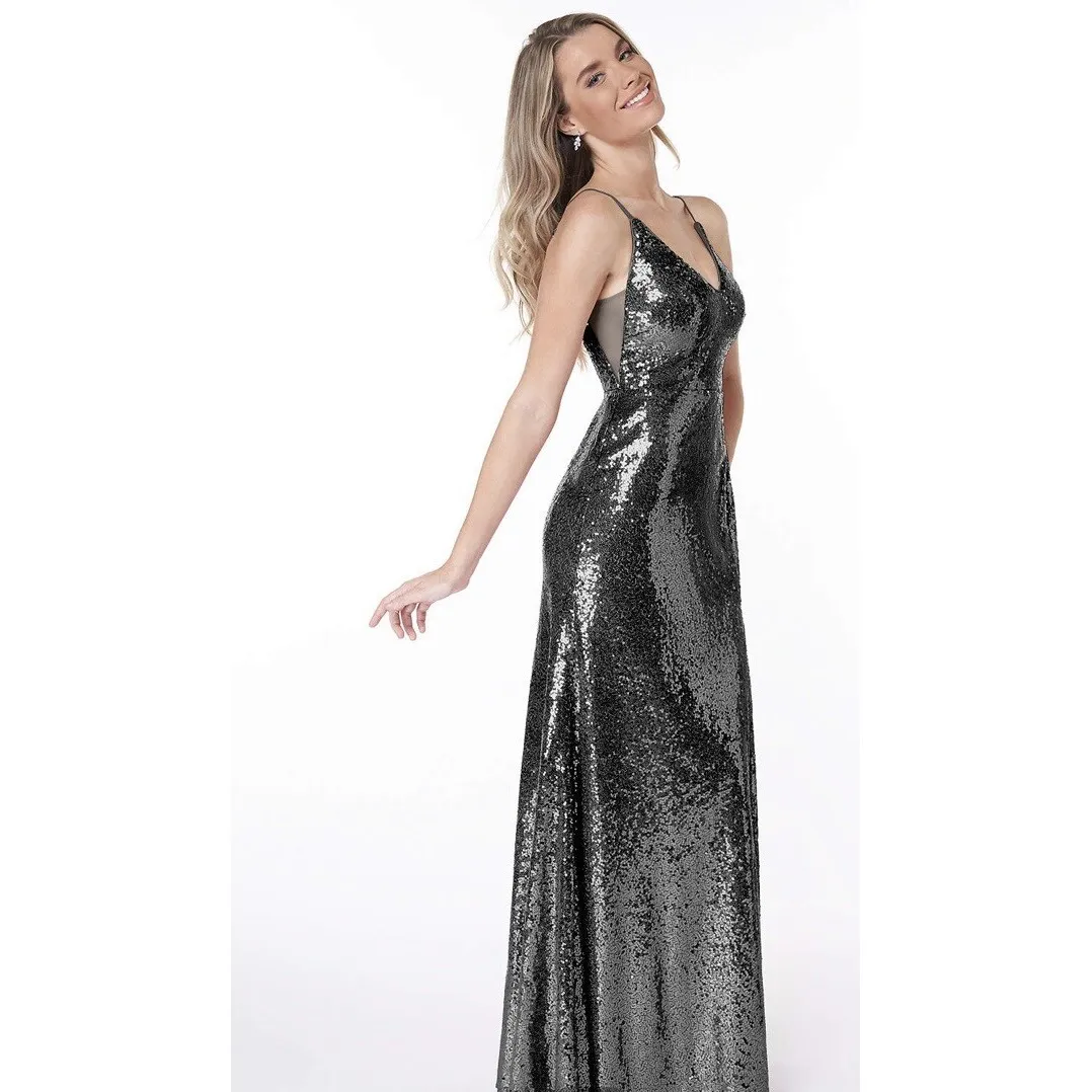 AZAZIE STELLAR Mermaid Sequin Floor-Length Dress Black Size A2 NWT Prom‎ Formal - Image 2