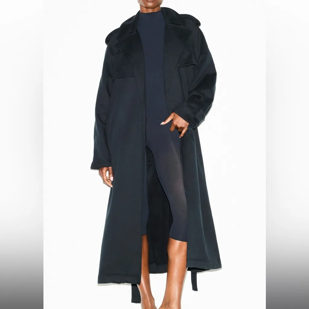 SKIMS Boyfriend Fleece Oversized Trench Coat Onyx Black Size 2X NWT - Image 10