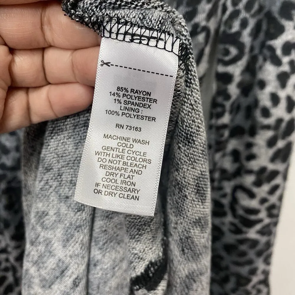 SPENSE Large Faux Wrap Heather Gray Animal Print Dress Casual Dinner Romantic 3 - Image 8