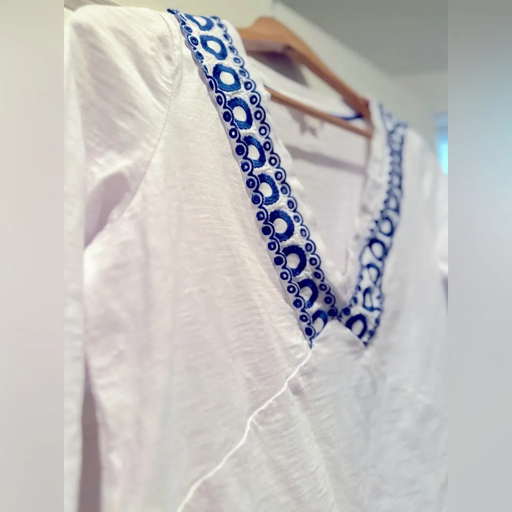 BODEN Rosanna Jersey Tunic White/Cobalt Size 8 - Image 8