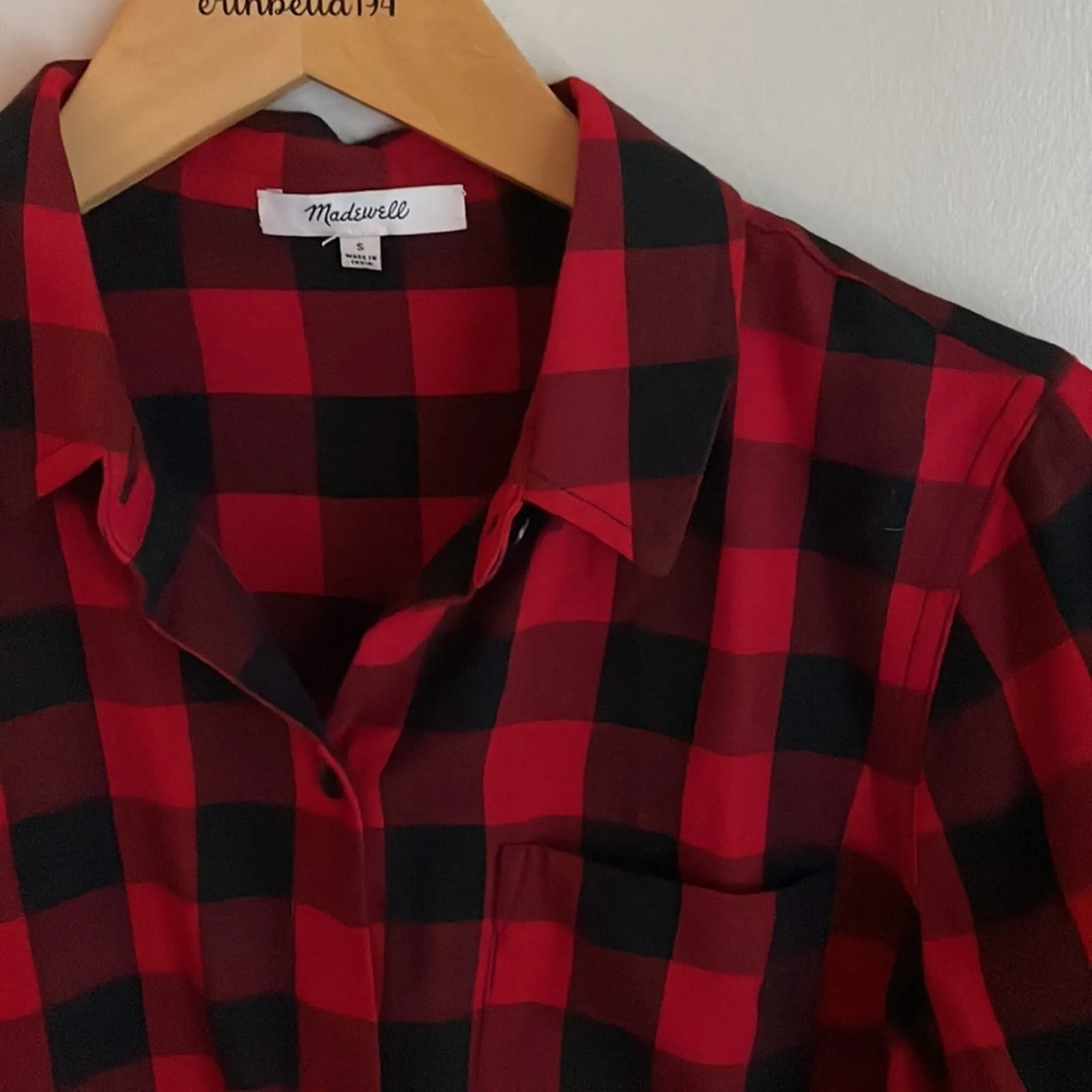 Madewell Flannel Tie-Front Shirt in Buffalo Check - Image 4