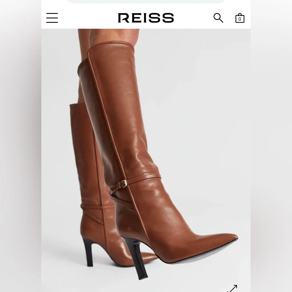 New!‎ Reiss Caitlin Leather Knee High Boots in Tan Sz 40 US 9.5 $540 - Image 8