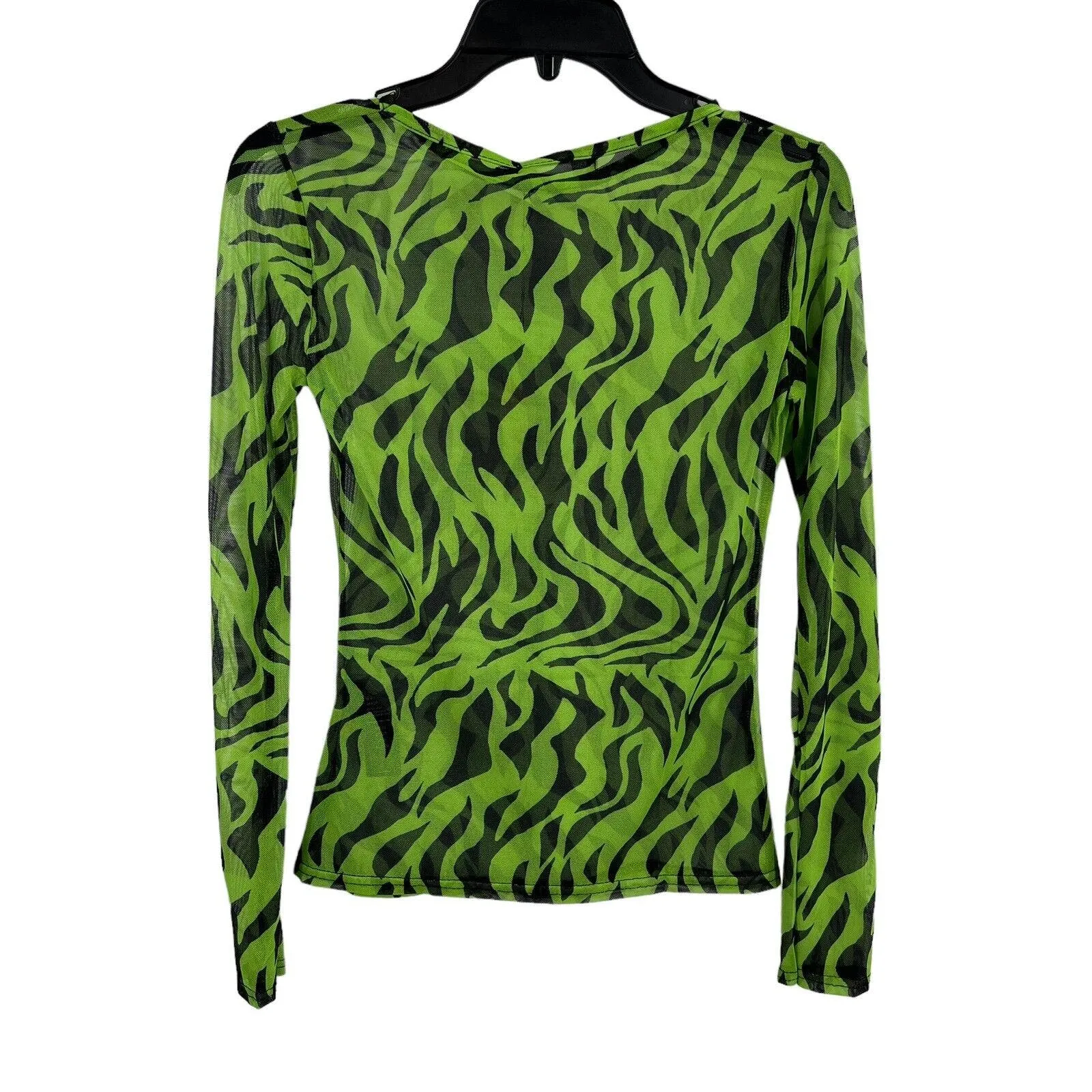 Daisy Street Green Long Sleeve Sheer Patterned Top 6 New‎ - Image 2