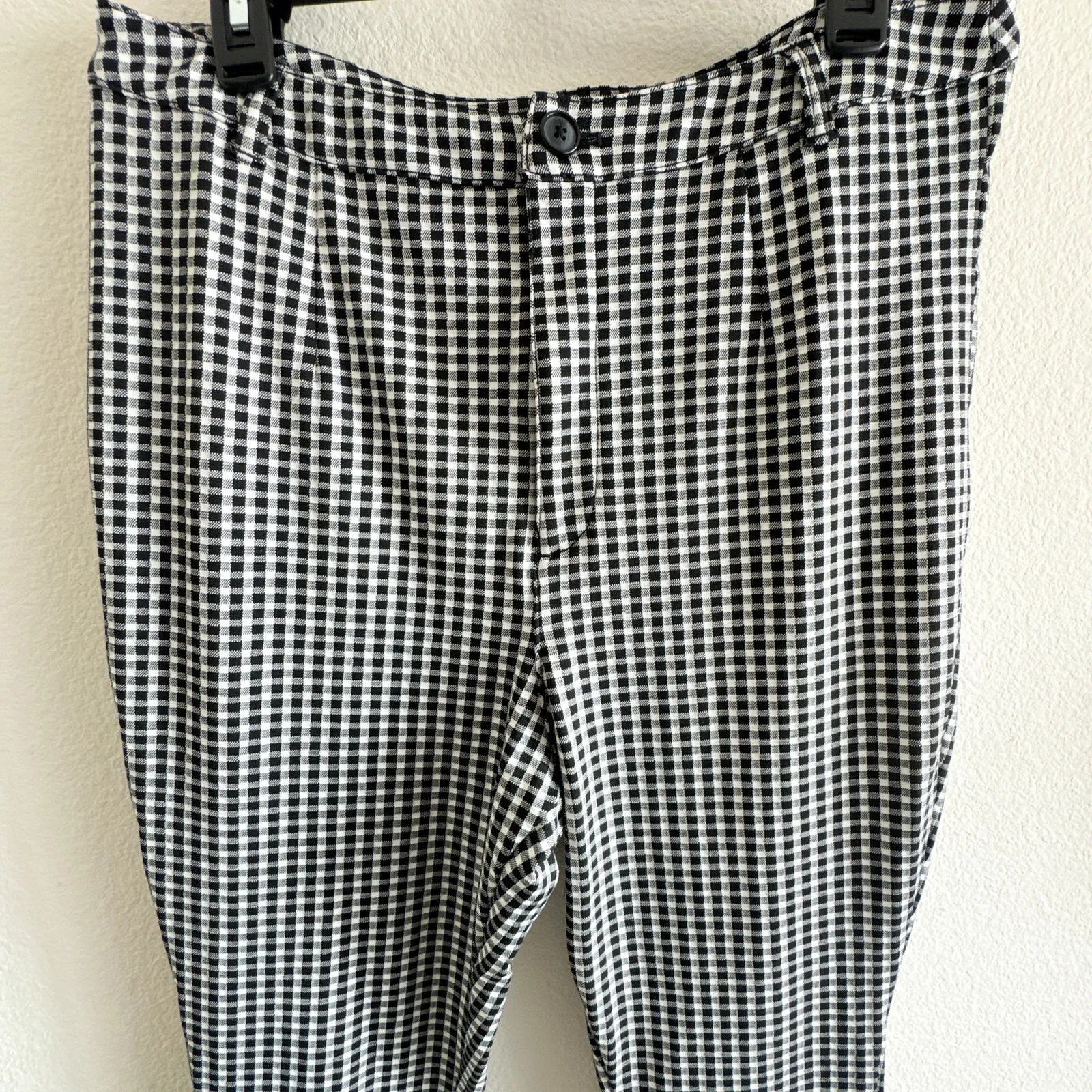 Maeve Anthropologie Gingham Slim Ankle Pants Black White Size 14 - Image 4