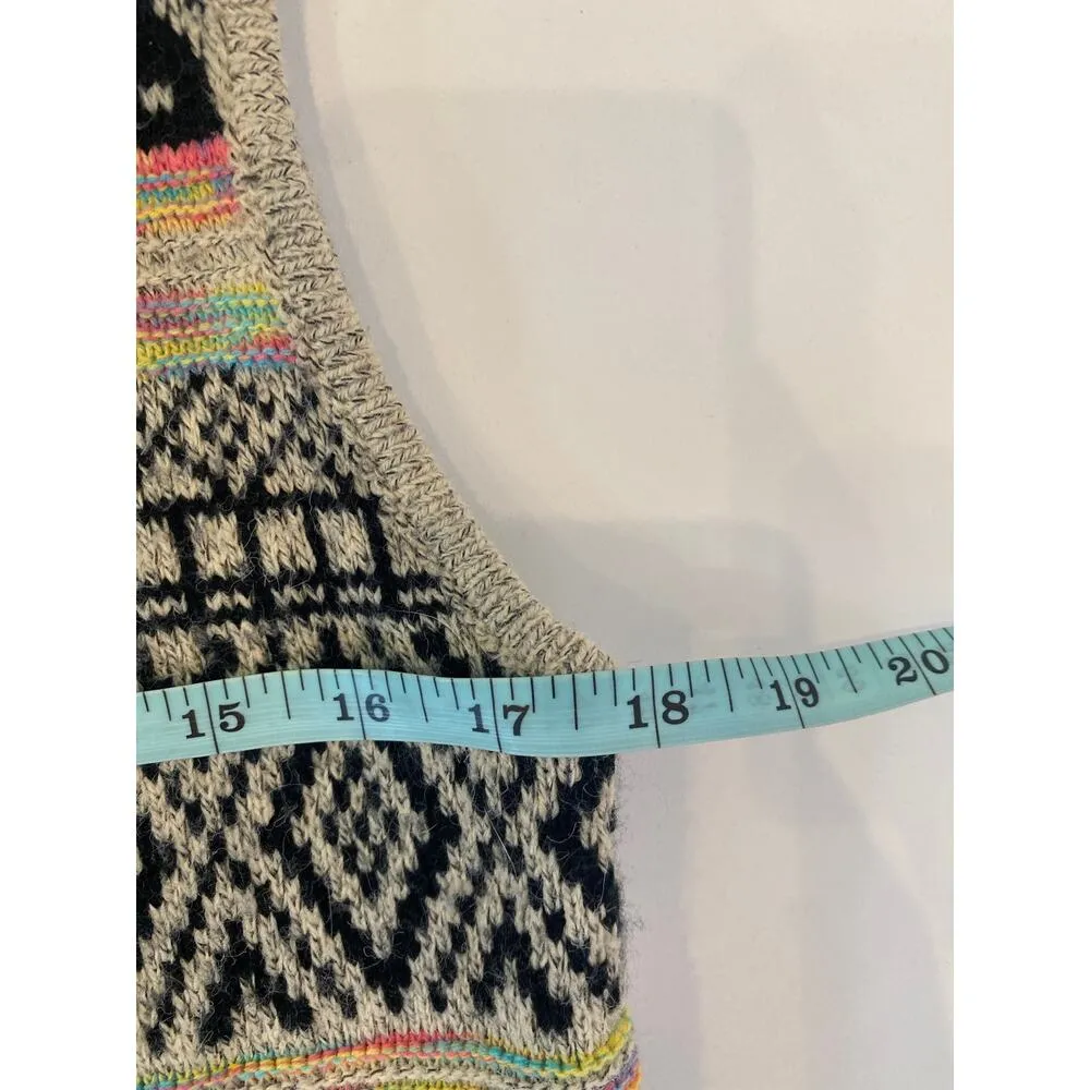 Monteau Los Angeles Long Sweater Vest EUC Sz M Open Closure Pockets Aztec Hooded - Image 7